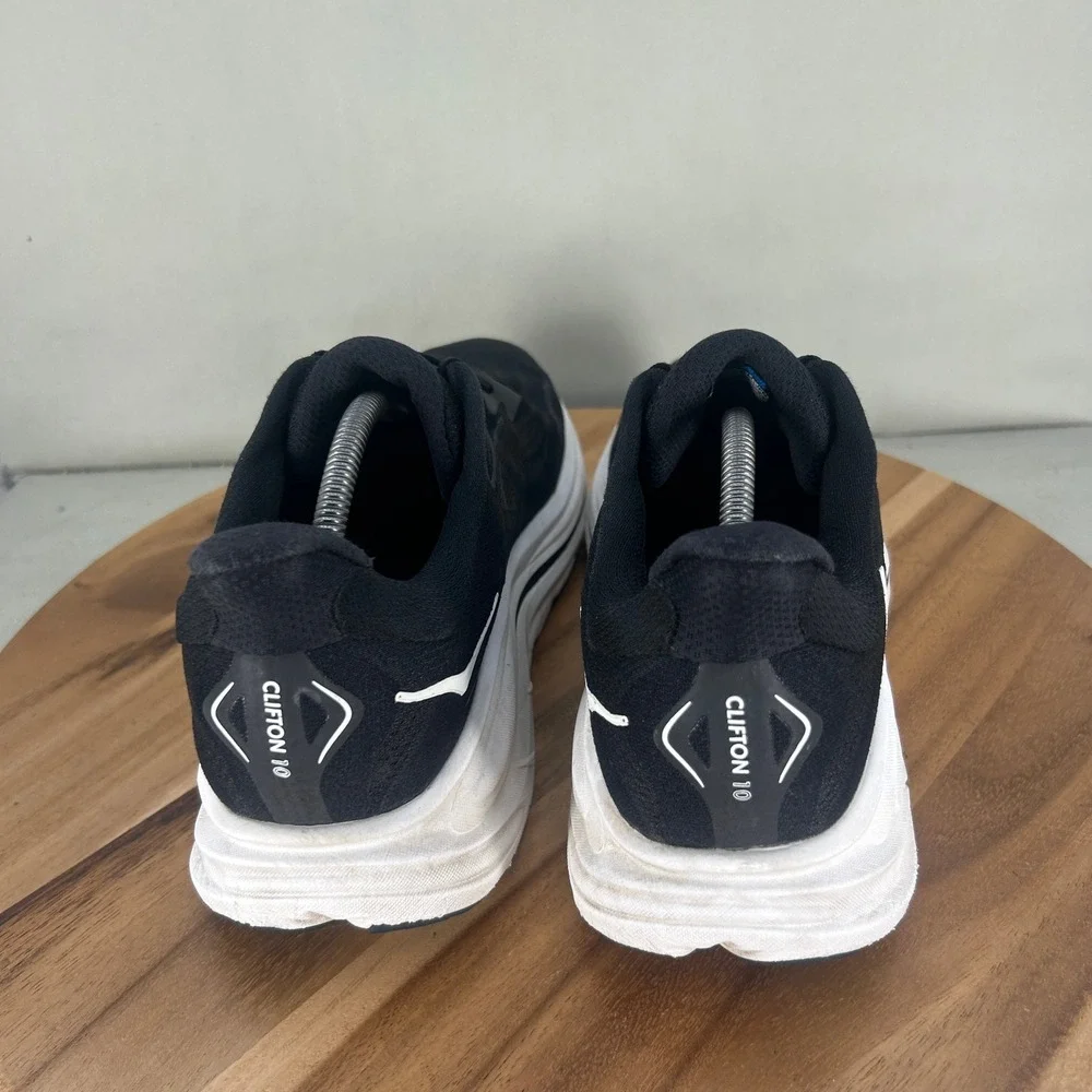 Hoka One One Clifton 10 Mens 11.5 D Black White Running Shoes 1162030 BWHT